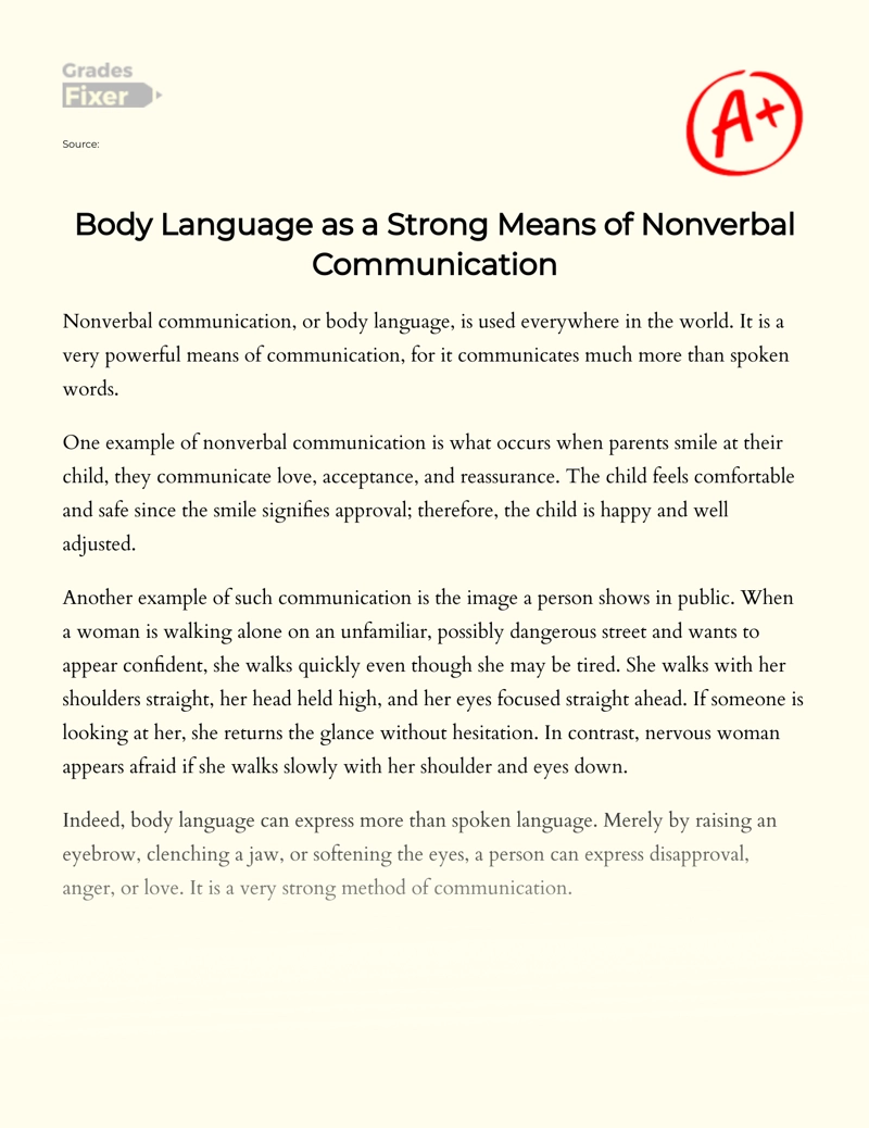 Nonverbal Communication: Essay on The Importance and Main Aspects Essay