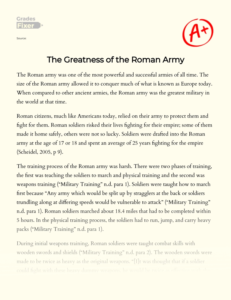 The Greatness of The Roman Army essay