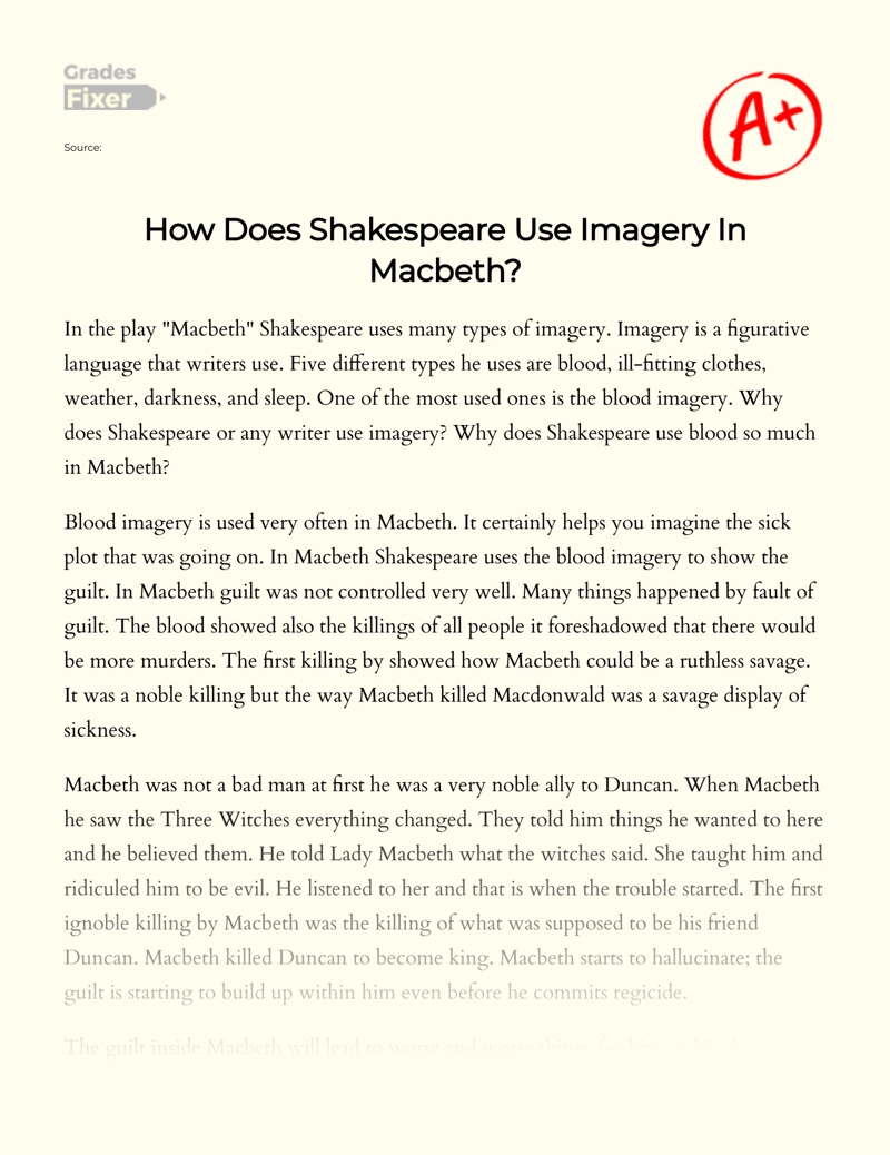Analysis of Shakespeare's Use of Imagery in Macbeth Essay