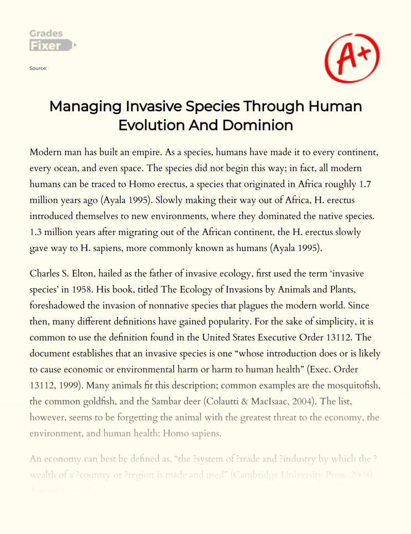 Invasive Species and Its Effects on The Entire Food Chains Essay