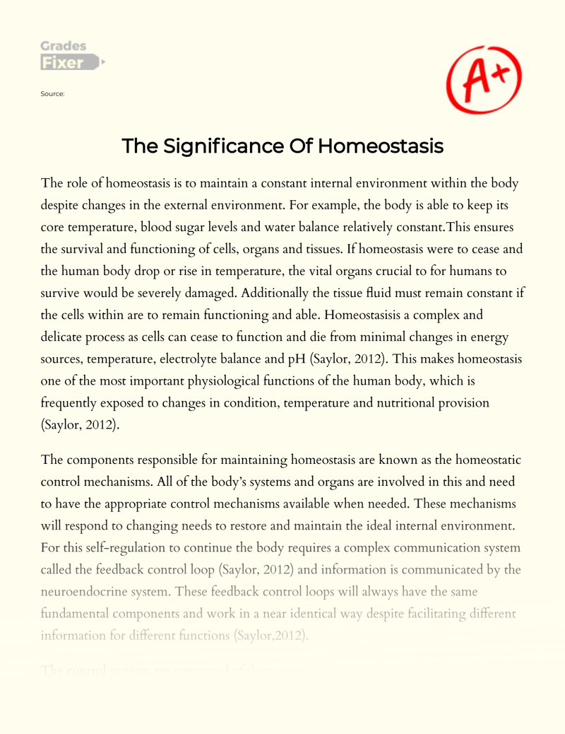 The Significance of Homeostasis Essay