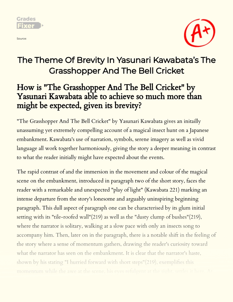 The Theme of Brevity in Yasunari Kawabata’s The Grasshopper and The Bell Cricket essay
