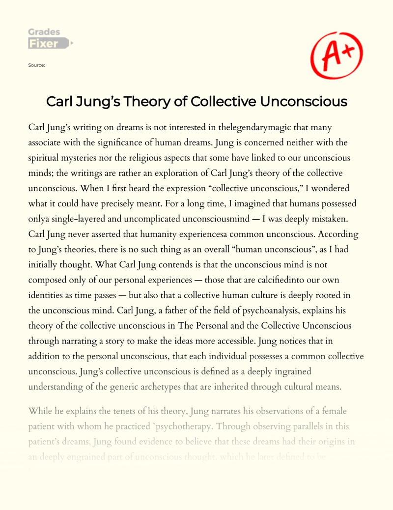 Carl Jung’s Theory of Collective Unconscious Essay