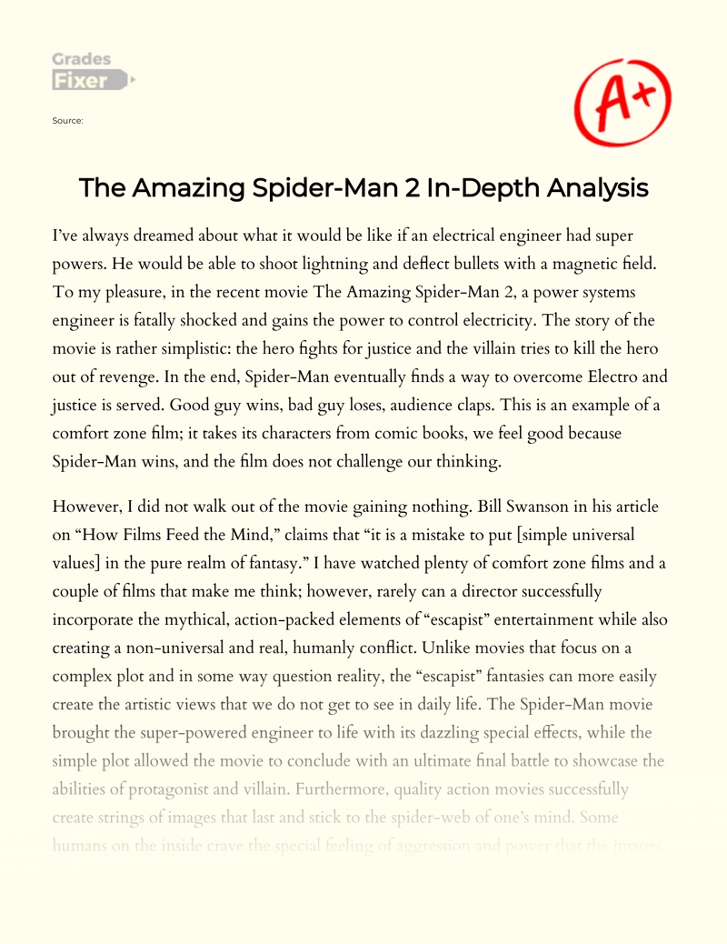 The Amazing Spider-man 2 In-depth Analysis Essay