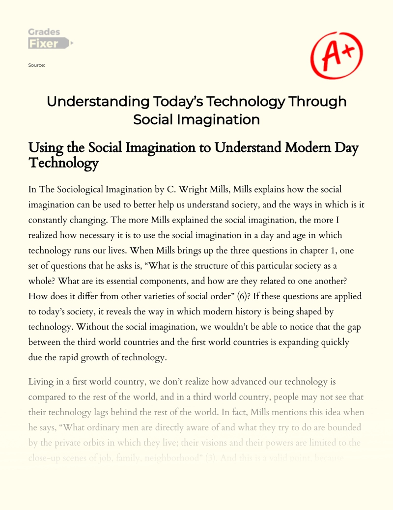 Understanding Today’s Technology Through Social Imagination essay
