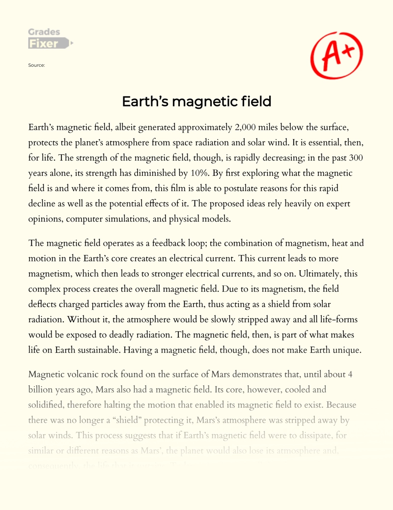 Earth’s Magnetic Field Essay