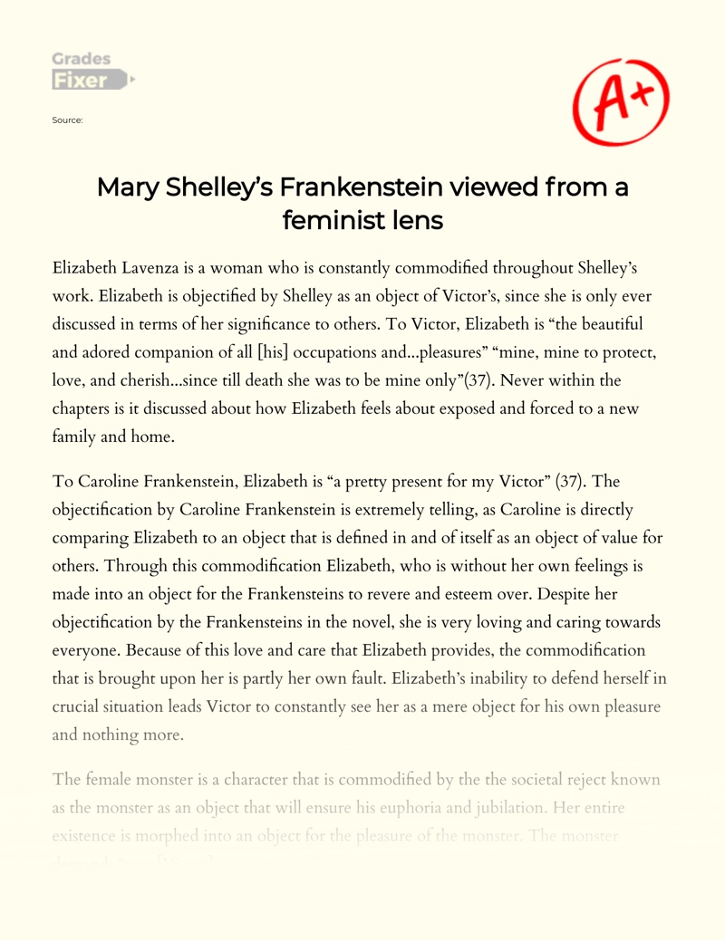 The Lack of Feminism in Mary Shelley’s Frankenstein Essay