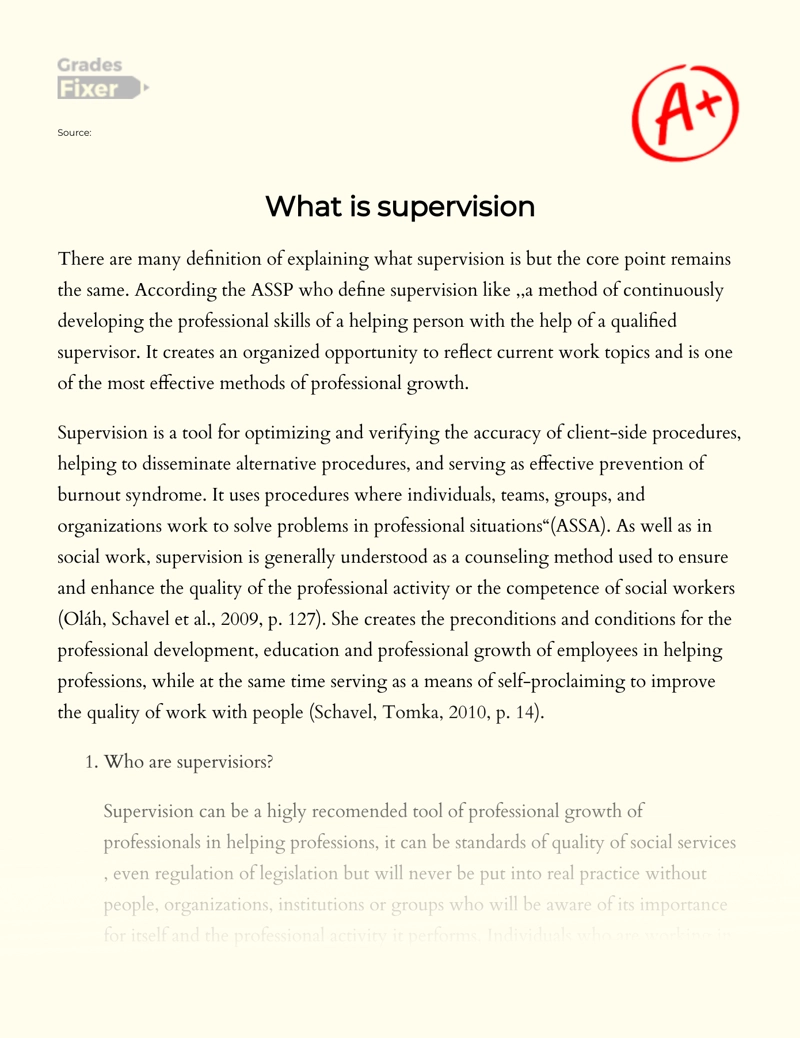 Discussion on The Theme of  Supervision and Social Workers essay