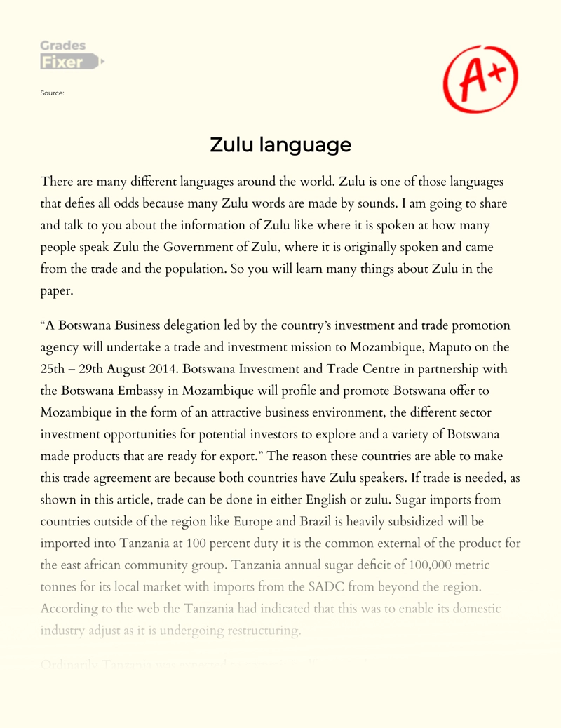 Everything You Need to Know About Zulu Language Essay