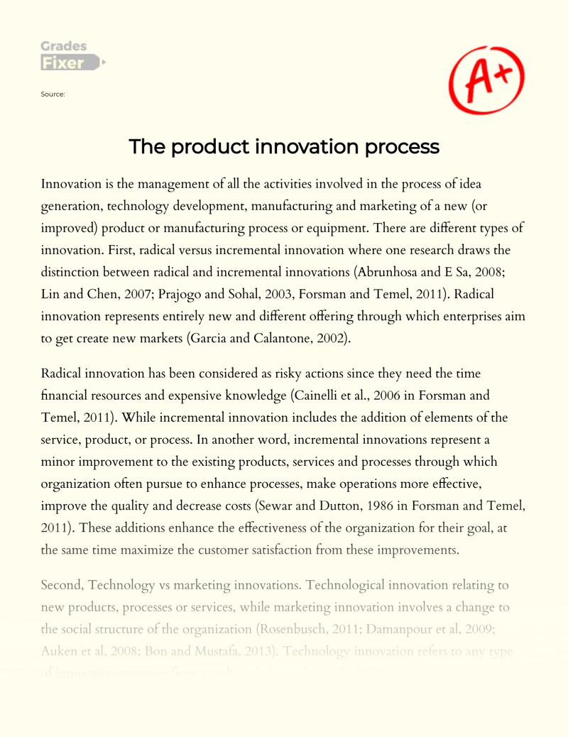 The Product Innovation Process Essay