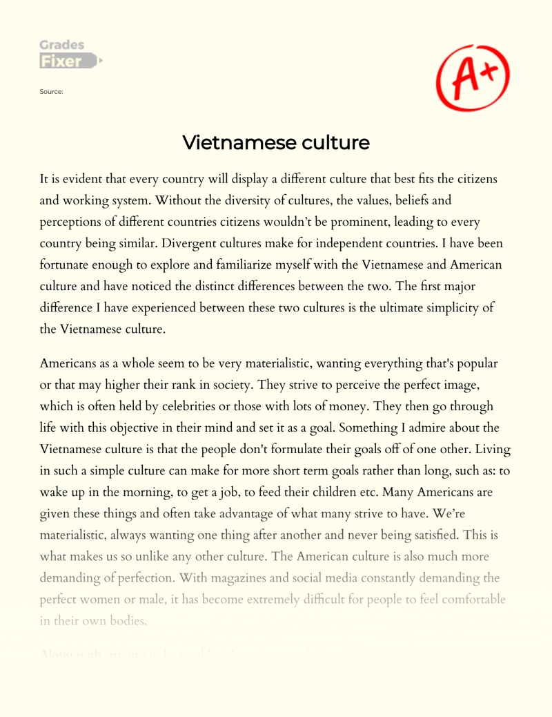 Vietnamese Culture Essay