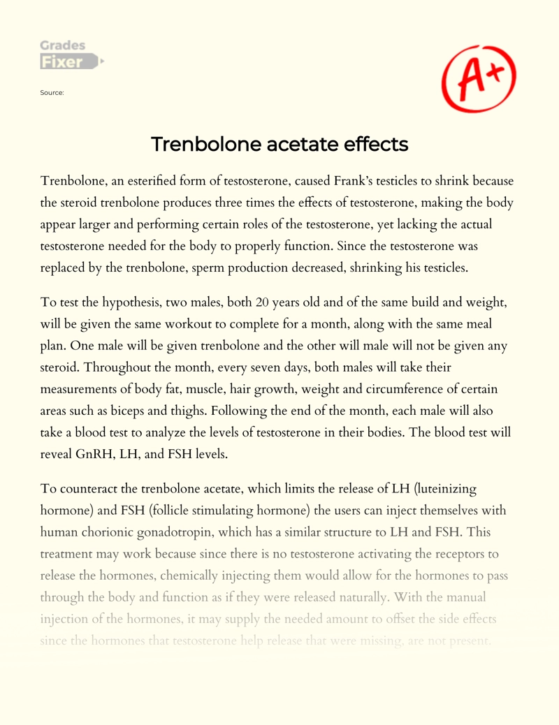 Trenbolone Acetate Effects essay