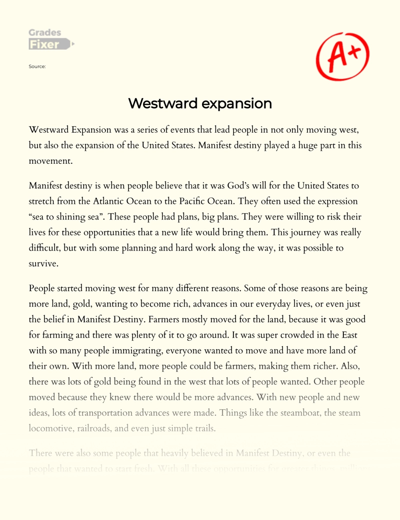 How Did Westward Expansion Affect The United States? essay