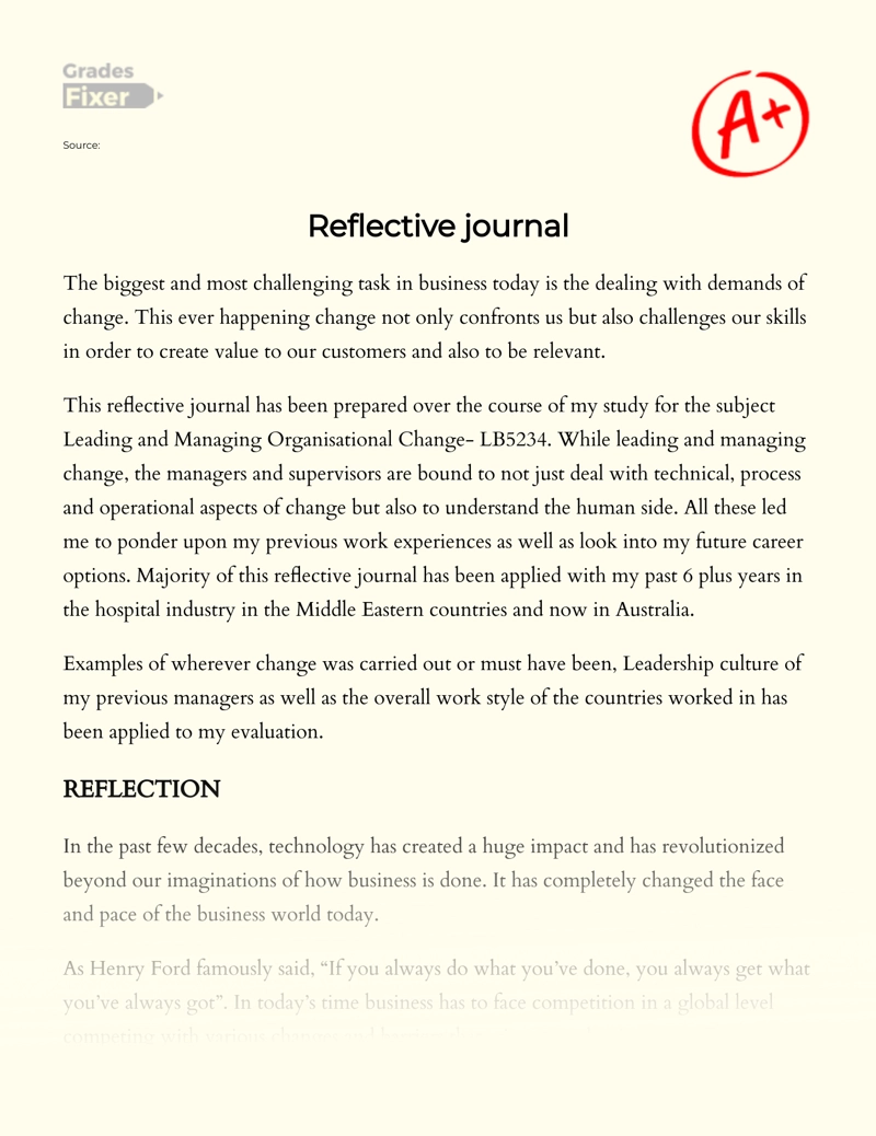 Reflective Journal Essay
