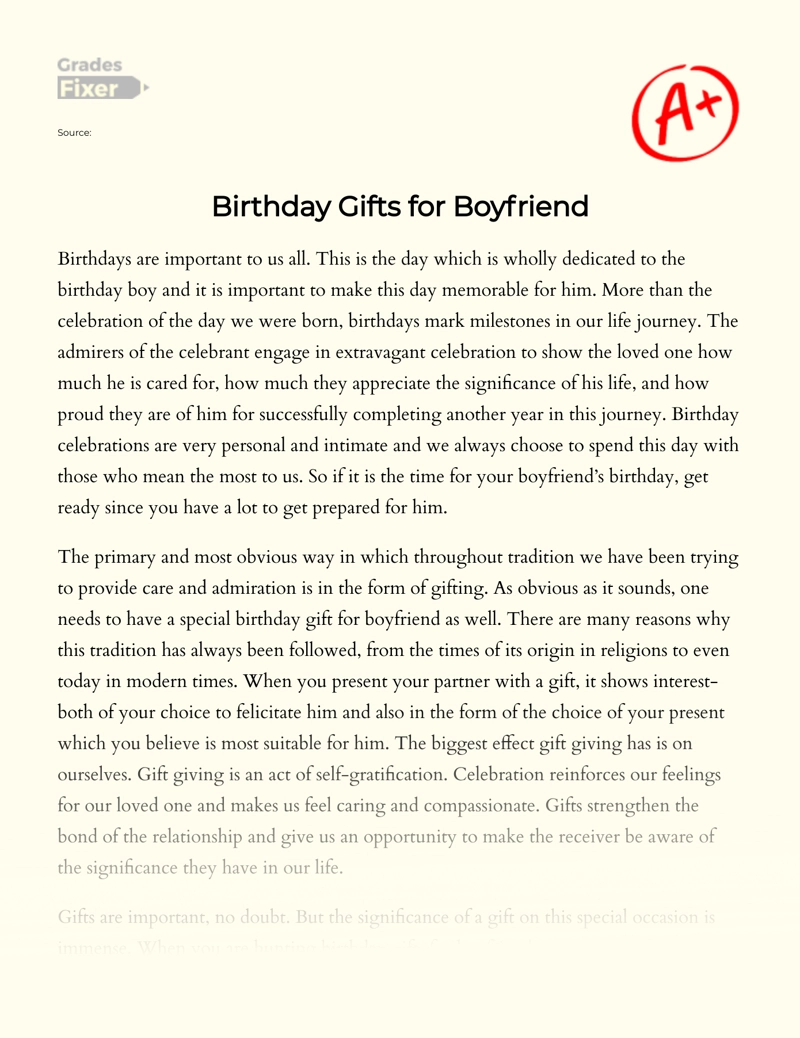 Present suggestion email about birthday Write an