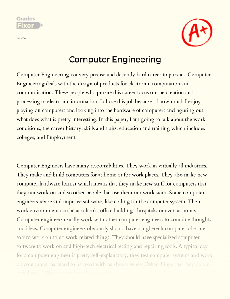 The Job in Computer Engineering Essay