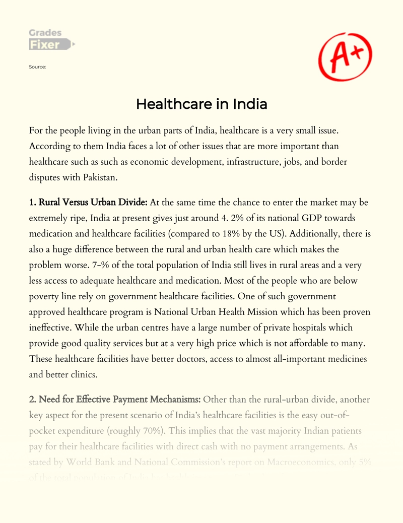 Healthcare in India Essay