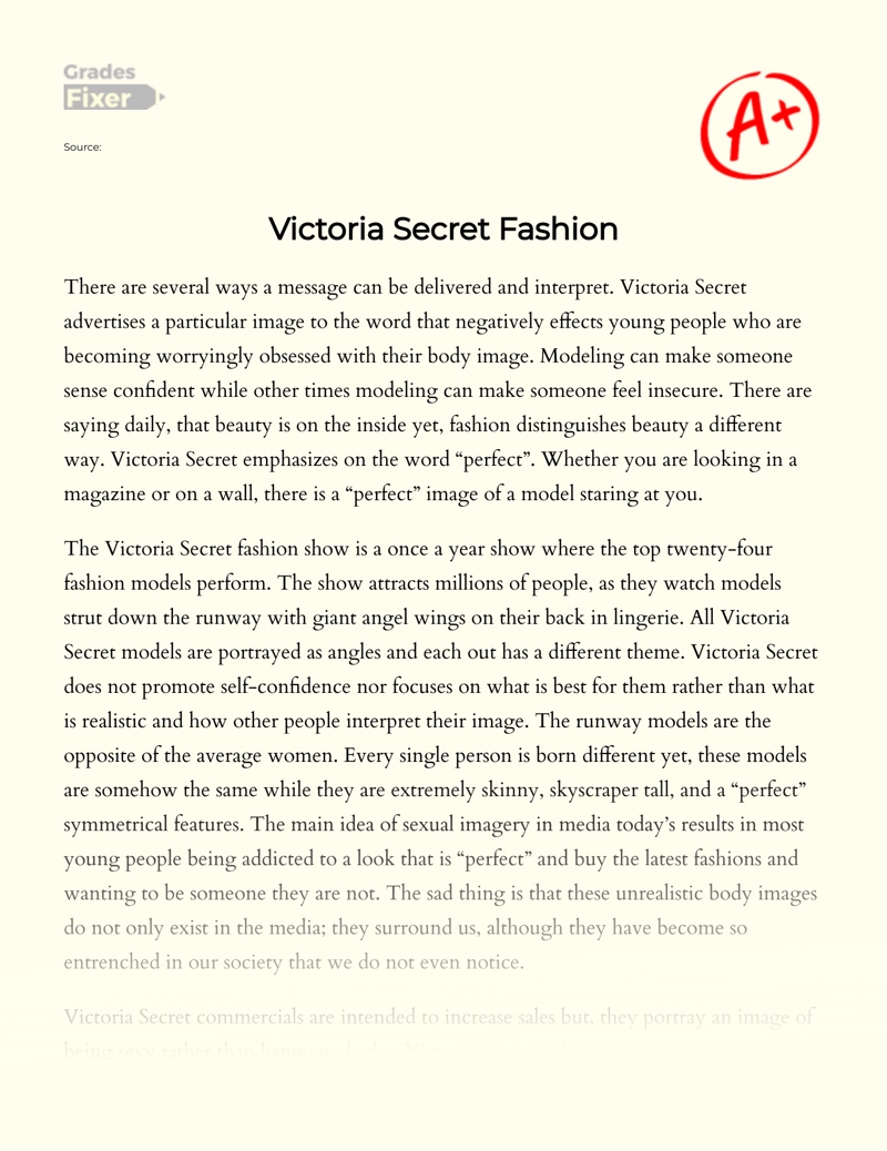 Analysis of Victoria Secret Promotion Essay