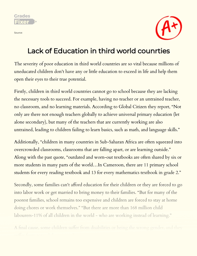 Lack of Education in Third World Countries essay