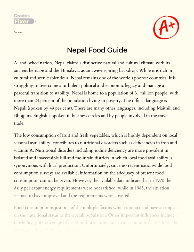 A Guide to The Dishes and Food of Nepal Essay