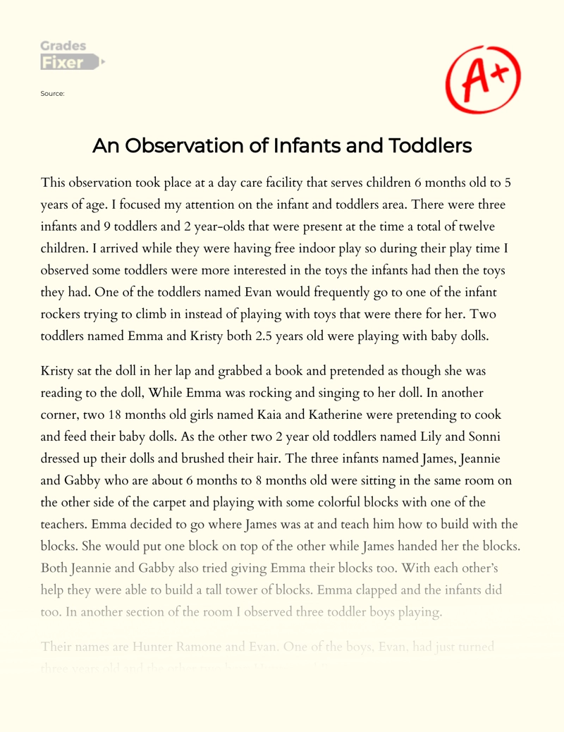 An Observation of Infants and Toddlers: [Essay Example], 30