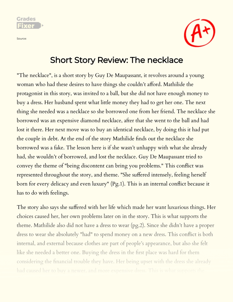 Short Story Review: The Necklace Essay