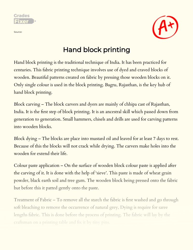 Traditional Indian Block Printing Essay