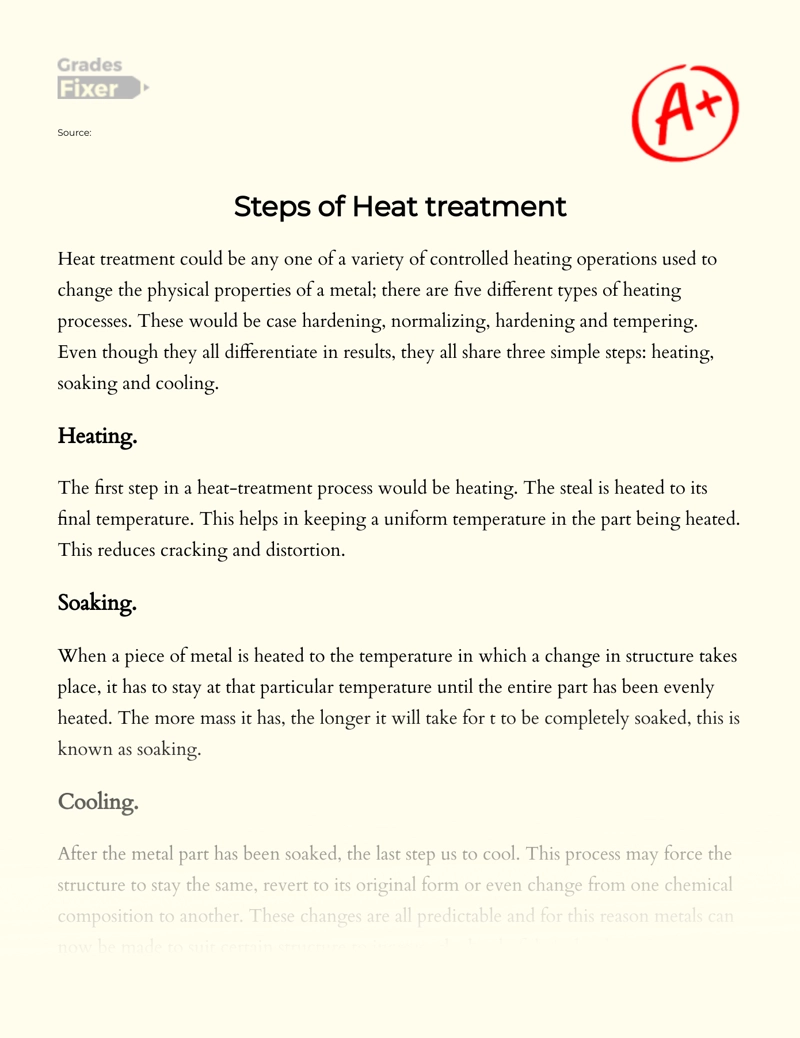 Steps of Heat Treatment  Essay