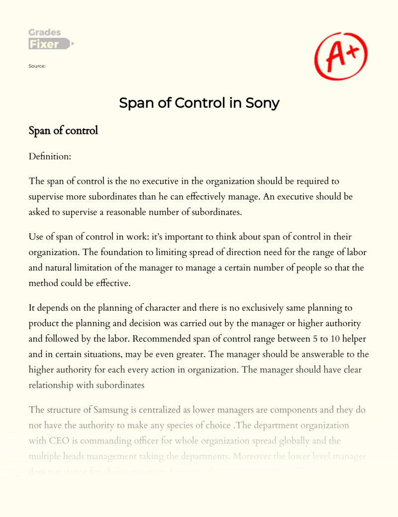 Span of Control in Sony essay