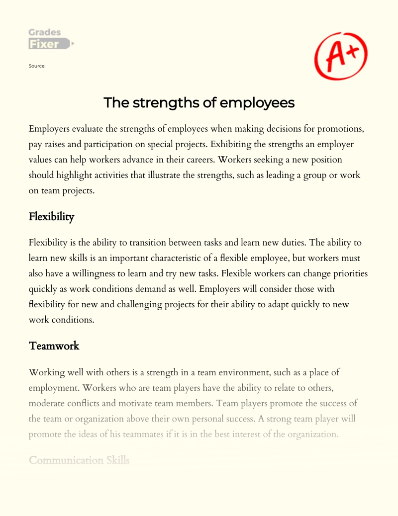 The Strengths of Employees  essay