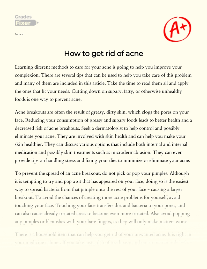 How to Get Rid of Acne Essay