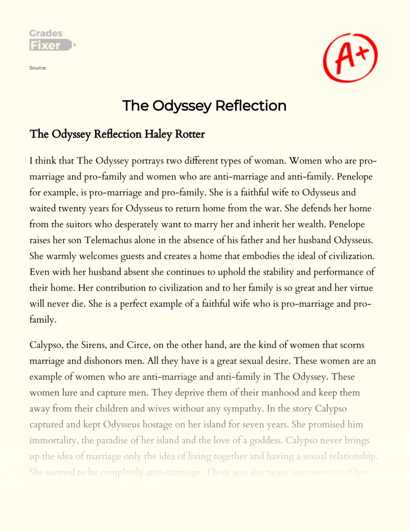 The Odyssey Reflection Essay