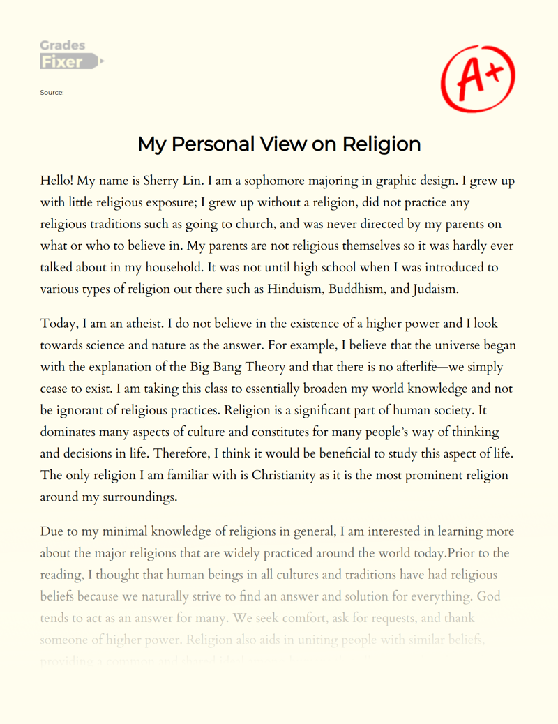 religion interview essay