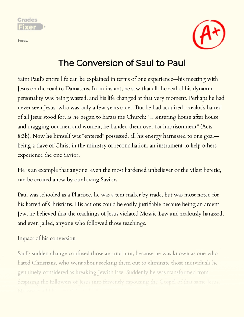 The Conversion of Saul to Paul Essay