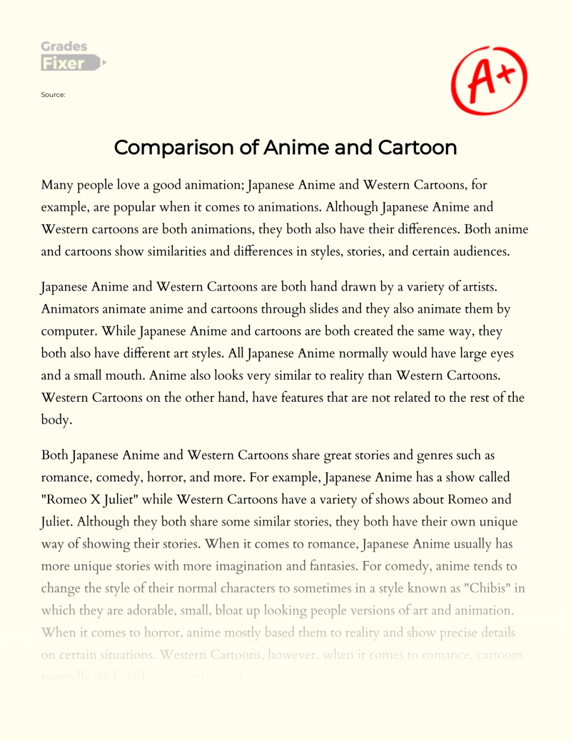 Comparison of Anime and Western Cartoons essay