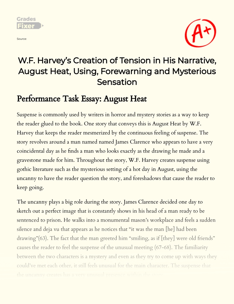W.f. Harvey "August Heat": Analysis Essay