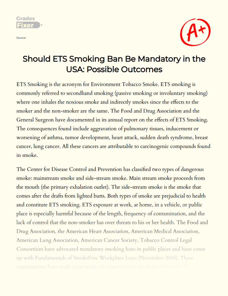 Political and Social Determinants of The Introduction of The Smoking Ban Act in The UK Essay