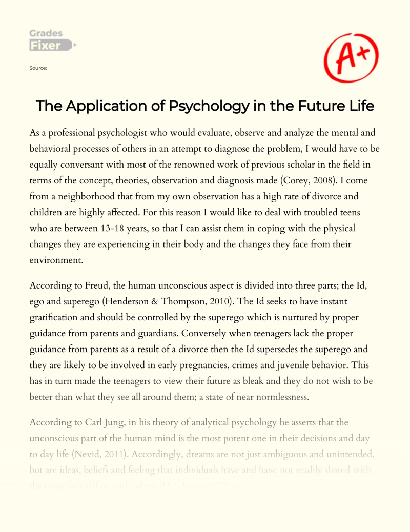 The Application of Psychology in The Future Life essay