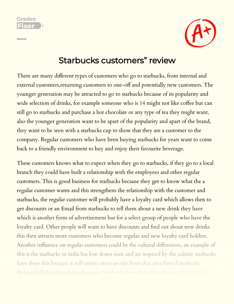 Starbucks Customers" Review Essay