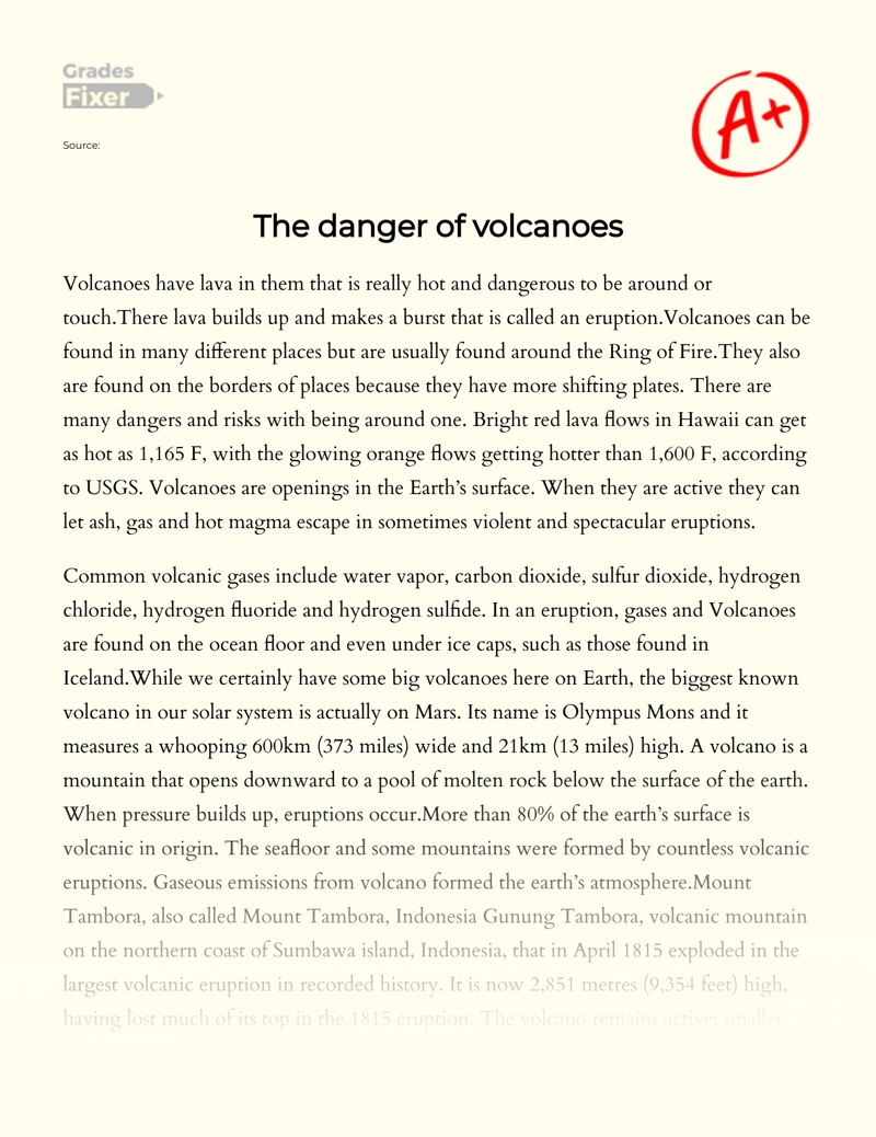 The Danger of Volcanoes Essay