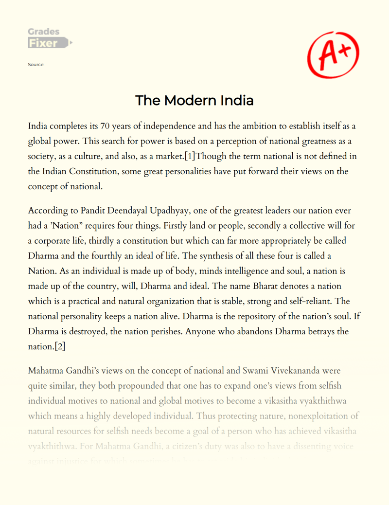 The Modern India Essay