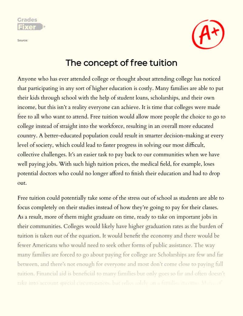 should college tuition be free essay