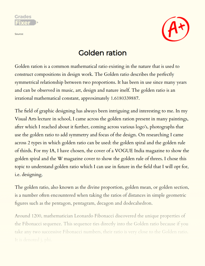 Golden Ration Essay