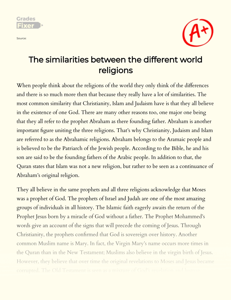 The Similarities Between The Different World Religions essay