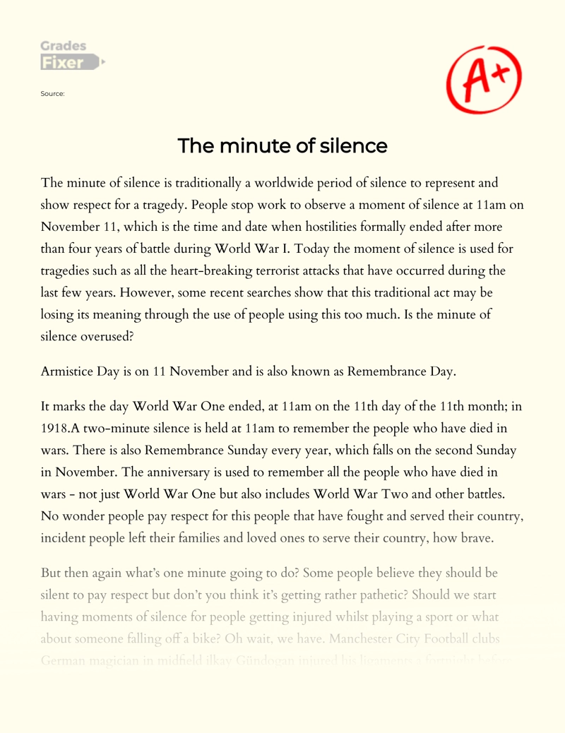 The Minute of Silence  Essay