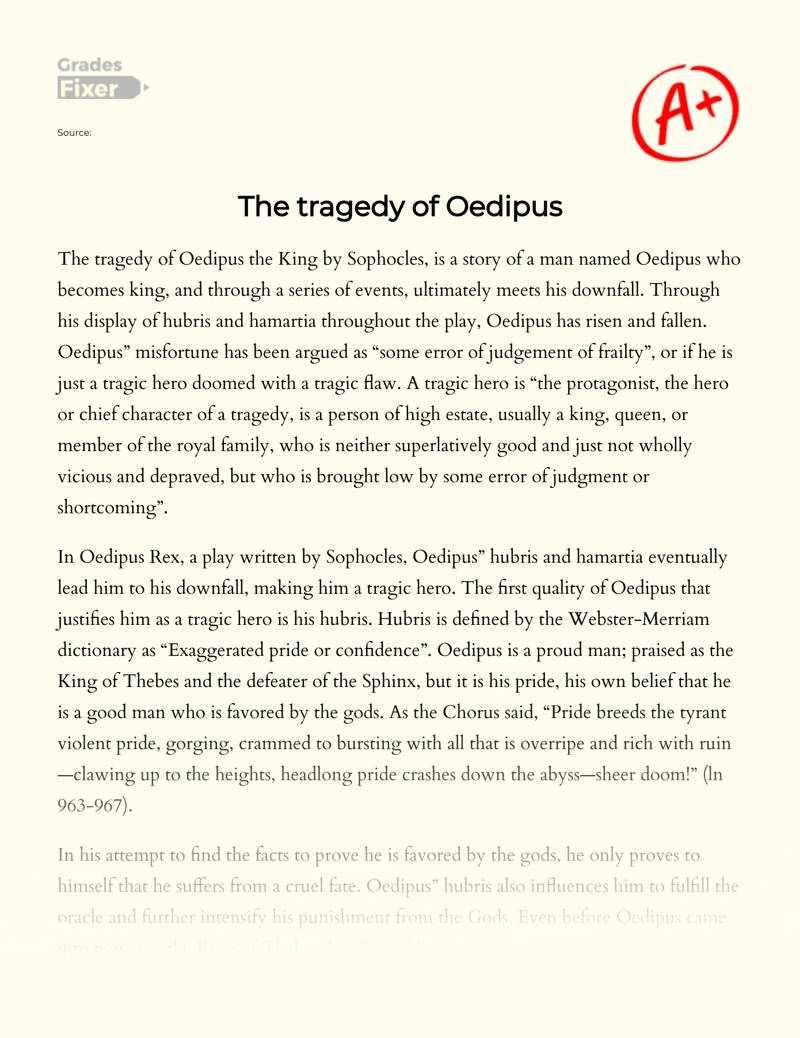oedipus the king essay topics