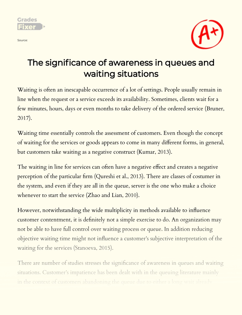 The Significance of Awareness in Queues and Waiting Situations Essay