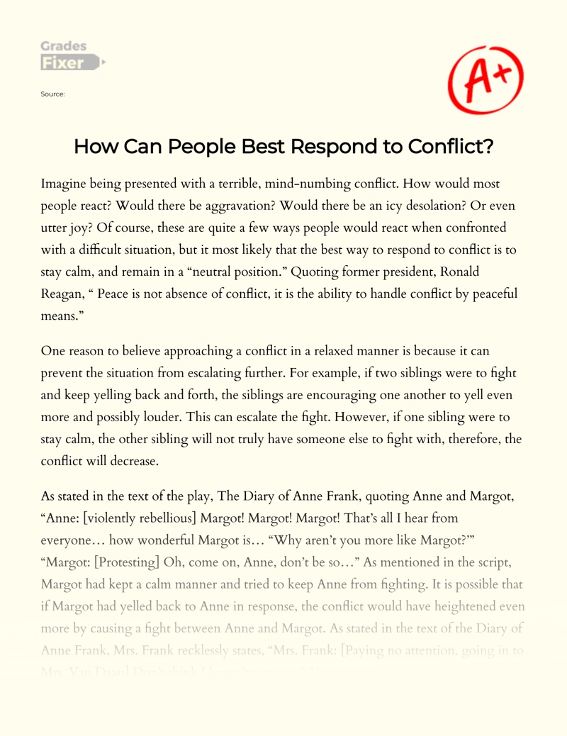 The Ways How People Can Best Respond to Conflict Essay