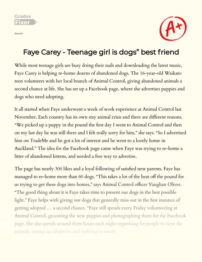 Teenage Girl is Dogs' Best Friend essay