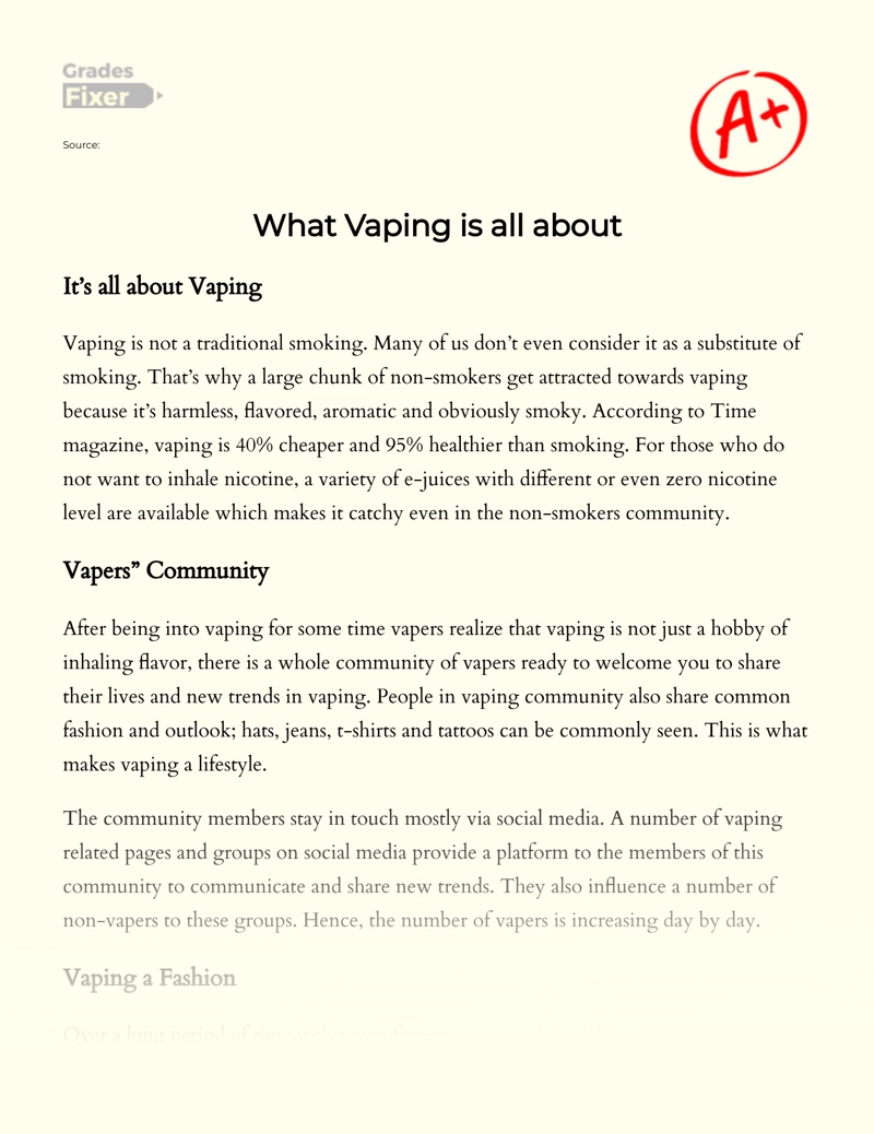 Vaping: All You Need to Know About This Trend Essay